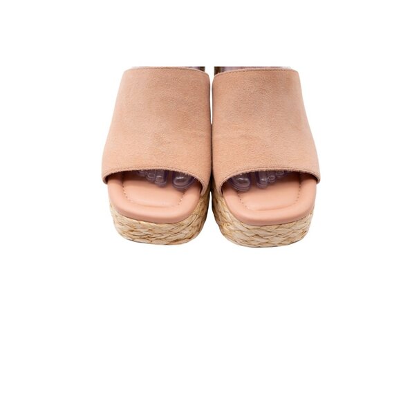 NWOB Marc Fisher Nelly Espadrille Sandals Sz 10 Pink Suede Ankle Strap Wedge - Picture 4 of 13